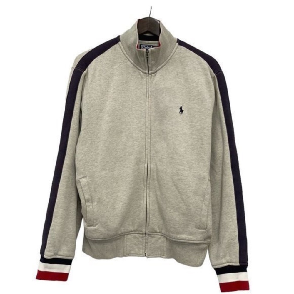 Polo by Ralph Lauren Light Gray Men’s Jacket with Red and White Collar